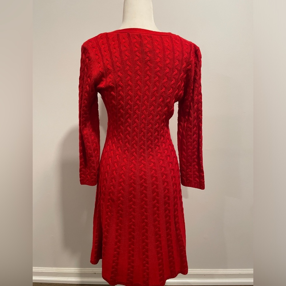 Red Cable Knit Mini Dress - Picture 5 of 6